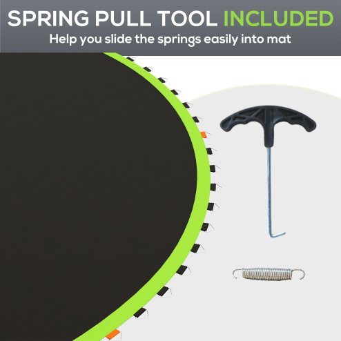 SPORTNOW Trampoline Replacement Mat with Eight Rows of Stitching, Spring Pull Tool, 72 V-Hooks, for 12ft Trampoline, Using 14cm Springs, Trampoline Jumping Mat, Green