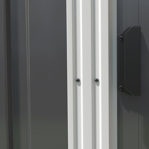 Outsunny 7 x 5FT Galvanised Metal Garden Shed with Foundation, Lean to Shed, Tool Storage House with Sliding Doors, 2 Vents, Adjustable Shelves and Hooks, Dark Grey