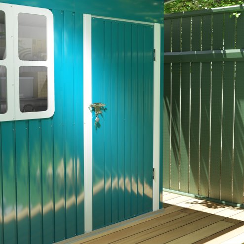 Outsunny 7 x 4ft Storage Shed Galvanised Steel Garden Shed, Metal Shed with Foundation Kit, Window, Lockable Wide Door and Air Vents for Outdoor Patio, Green