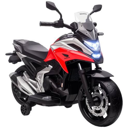 AIYAPLAY Honda Licensed 12V Kids Electric Motorbike, Ride on Motorcycle with Music, Headlights, Early Education Function, 2 Training Wheels, for 3-6 Years - Red Image