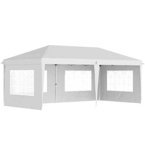 Outsunny 3 x 6m Garden Pop Up Gazebo, Height Adjustable Marquee Party Tent with Sidewalls, Storage Bag, White Image