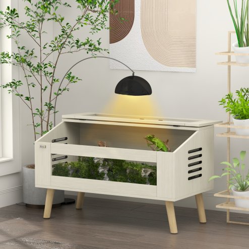 PawHut 140L Reptile Vivarium Terrarium with Tempered Glass Windows, Openable Top for Snake Lizards, Horned Frogs, Chameleons, Hamsters, Gerbils, 100 x 50 x 60cm