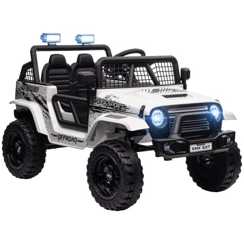 AIYAPLAY Kids Ride On Car, 12V Battery Powered Electric Truck with 4 Spring Suspension Wheels, Parental Remote Control, Music Horn LED Lights, White
