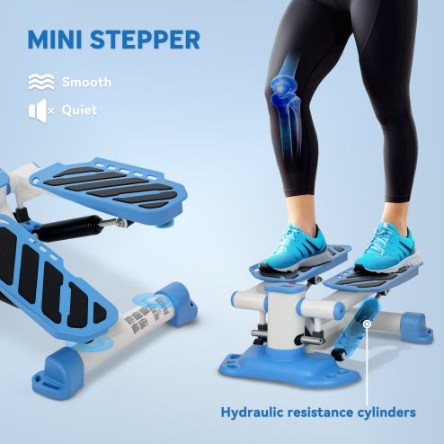 HOMCOM Portable Mini Stepper, Steppers for Exercise Workout with LCD Display Monitor, Anti-skid Foot Pedals for Home Gym Office, Blue