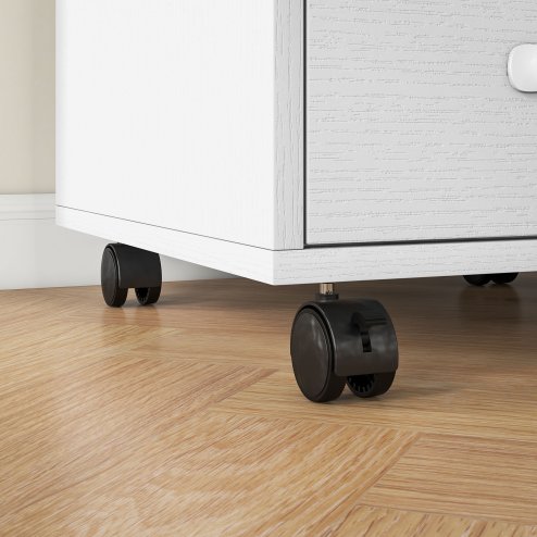 HOMCOM 3-Drawer Filing Cabinet, Mobile File Cabinet for Home Office, Small Rolling Filing Cabinet, Printer Stand, Under Desk File Cabinet for A4, Letter-Size Files, White Wood Grain