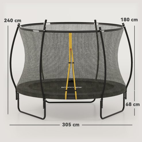 SPORTNOW 10ft Trampoline with Enclosure Net, Spring Cover, Outdoor Trampoline Garden Jumping Mat, Black