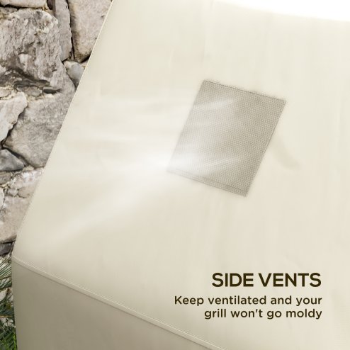 Outsunny BBQ Cover for Rectangular Gas Grill, 300D Oxford Fabric Barbecue Covers, Waterproof UV Protection Rip-Proof, with Windproof Buckles, Beige, 188 x 71 x 125cm