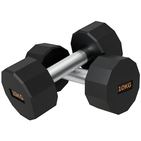 SPORTNOW Dumbbells Set, Hand Weights Pair with 12-Sided Shape and Non-Slip Grip for Men Women Home Gym Workout, 2 x 10kg