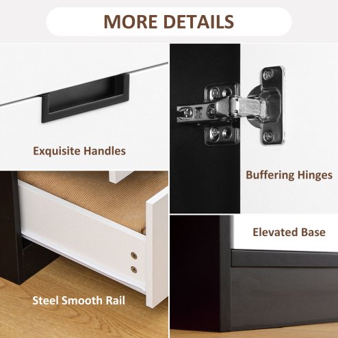 HOMCOM 3 Drawer 2 Door Wardrobe, Modern Clothes Storage Cupboard Unit with Hanging Rod, Bedroom Wardrobe with Soft Closing Hinge, 50D x 80W x 180Hcm, Black