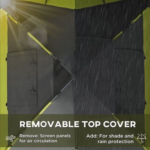Outsunny Camping Tent, 3-4 Man Family Dome Tent, 2000mm Waterproof, with Carry Bag and Top Hook, for Fishing Hiking Festival, Quick Setup, Green
