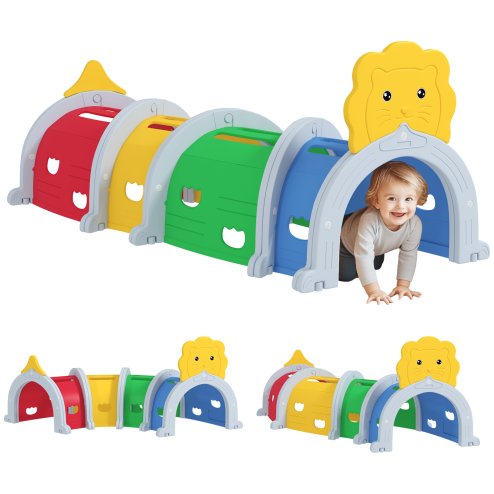 AIYAPLAY Kids Tunnel, Play Tunnel for Kids 3-6 Years, with Lion Design, for Indoor, Outdoor, Multicoloured Image