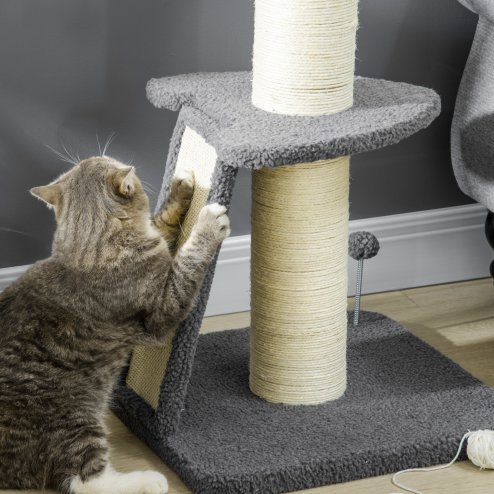PawHut Cat Tree Tower, Cat Activity Centre, with Sisal Scratching Post, Multi Level Cat Climbing Frame Indoor, 48 x 48 x 92 cm, Dark Grey