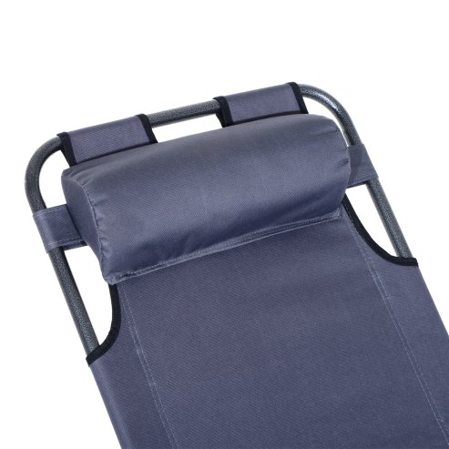 Outsunny 2 in 1 Folding Sun Lounger Reclining Garden Chair with 2-Level Adjustable Backrest, Outdoor Zero Gravity Recliner Garden Chair with Head Pillow and Armrests, Grey