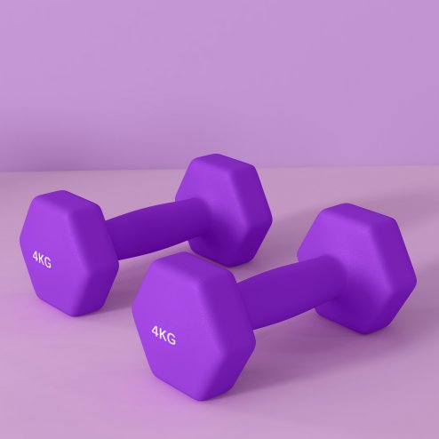 SPORTNOW Set of 2 Hex Dumbbells, Neoprene Weights Pair with Non-Slip Grip, Home Gym Fitness Training Equipment, 2 x 4kg, Purple
