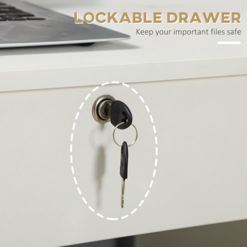 HOMCOM Computer Desk, Home Office Desk with Lockable Drawer, Storage Shelf for Study Bedroom, 110 x 50 x 76 cm