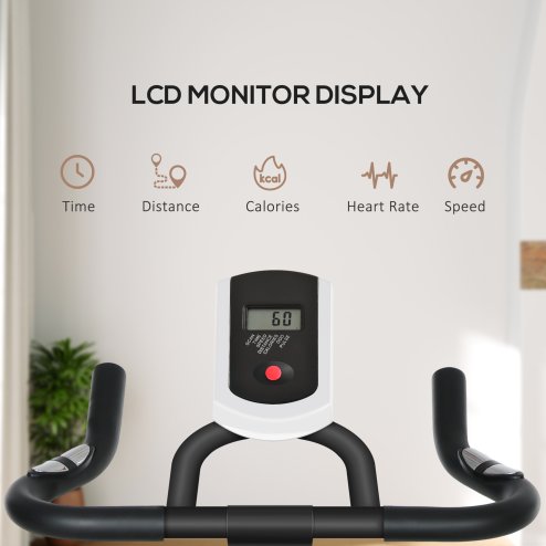 SPORTNOW Indoor Exercise Bike, Stationary Bike, Cycling Machine with Adjustable Seat and Resistance, Heart Rate Sensor, for Home Gym Workout, 8kg Flywheel, Blue