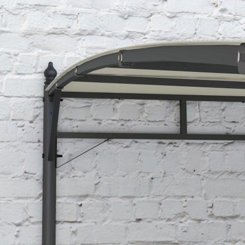 Outsunny 3 x 4m Pergola, Lean to Garden Gazebo with UV-Resistant Canopy and Metal Frame, Outdoor Sun Shade Shelter for Porch, Patio, Deck, Cream White
