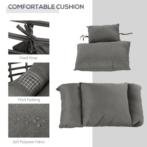 Outsunny Garden Egg Chair, Teardrop Outdoor PE Rattan Chair with Full-body Soft Padded Cushion, Mixed Grey