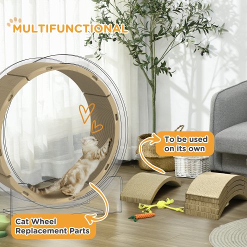 PawHut Cat Scratching Board, 4 piece Set Scratch Pad Reversible, Cat Scratcher Replacement for Cat Treadmill, Indoor Kitten, Scratching Boards Only, 55 x 26cm - Brown