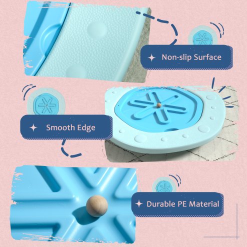 ZONEKIZ 2 in 1 Balance Board Kids Wobble Board with Ball, for Ages 3-6 Years - Blue