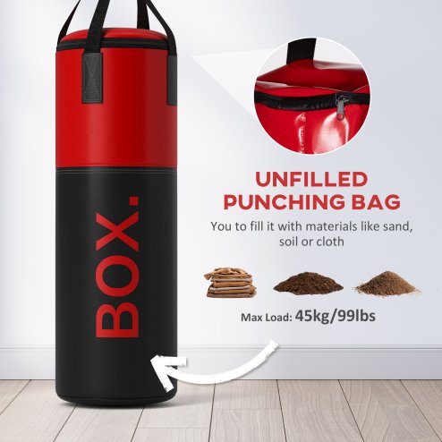 SPORTNOW 3ft Unfilled Punching Bag Set with Boxing Bag Bracket, Heavy Bag with Boxing Gloves, Hand Wraps, 360° Swivel Hook