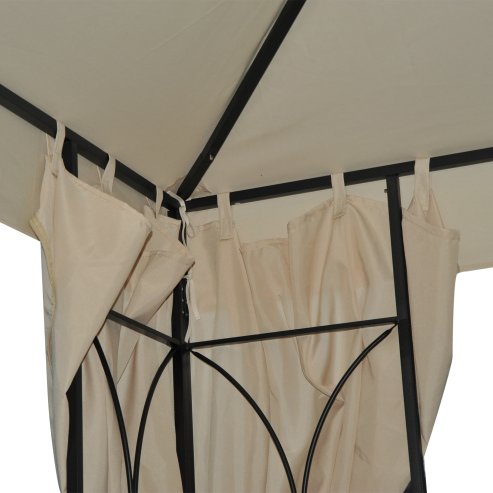 Outsunny 3 x 3 m Garden Gazebo Double Roof Marquee Patio Wedding Party Tent Canopy Shelter with Sidewalls (Beige)