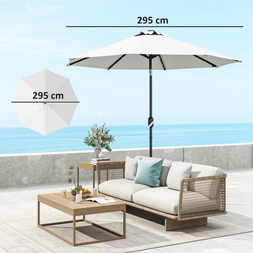 Outsunny 3 m Replacement Parasol Canopy with Top Vent, UPF 50+ Garden Parasol Replacement Canopy, 8 Rib Parasol Cover Replacement Fits Various Frames