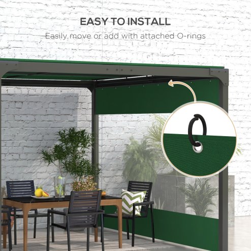 Outsunny 2 Pack Pergola Gazebo Side Panels with Large Window, for 3(m) Long Garden Pergola, 3x2m Gazebo Side Curtains Replacement, Green