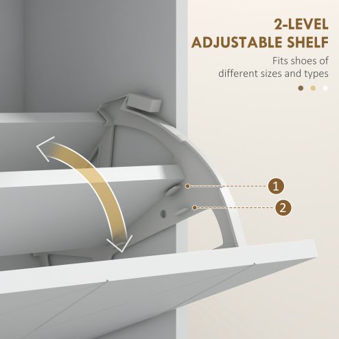 HOMCOM Narrow Shoe Cabinet, Slim Shoe Storage Cabinet with Adjustable Shelves for 12 Pairs of Shoes, White