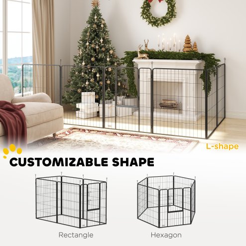 PawHut Dog Pen 6 Panels Puppy Pen Heavy Duty Pet Playpen for Indoor Outdoor for Dogs, Rabbits, Ducks 100cm High