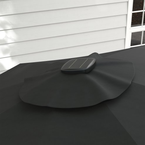 Outsunny 3(m) Cantilever Roma Parasol Adjustable Garden Sun Umbrella with LED Solar Light, Aluminium Frame, Tilt & Crank, UV50+, Cross Base Rotating Outdoor- Dark Grey