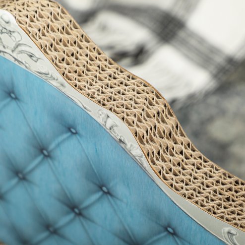 PawHut 2-in-1 Cat Scratcher, Cardboard Cat Scratching Board with Catnip, Cat Scratch Pad for Indoor Cats, 30.5 x 55 x 31.5cm, Light Blue