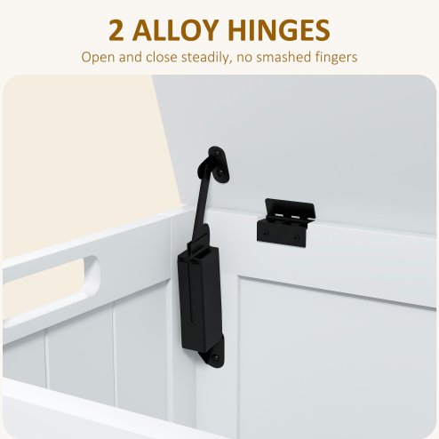 HOMCOM Storage Chest, Modern Storage Trunk with 2 Safety Hinges and Cut-out Handles, Wooden Toy Box for Living Room, Entryway, 76 x 40 x 48 cm