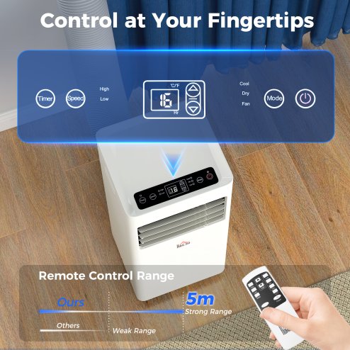HOMCOM 5000 BTU Air Conditioning Unit, 3-in-1 Portable Air Conditioner, Dehumidifier, Cooling Fan with 2 Speeds, 24H Timer, Remote Control, Digital Display, Window Venting Kit, 18m²