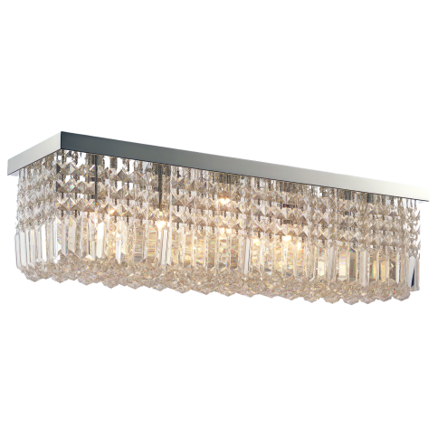 HOMCOM Modern Crystal Ceiling Light Square Crystal Chandelier for Living Room, Dining Room, Hall, E14 Base, Silver, 80 x 25 x 23cm