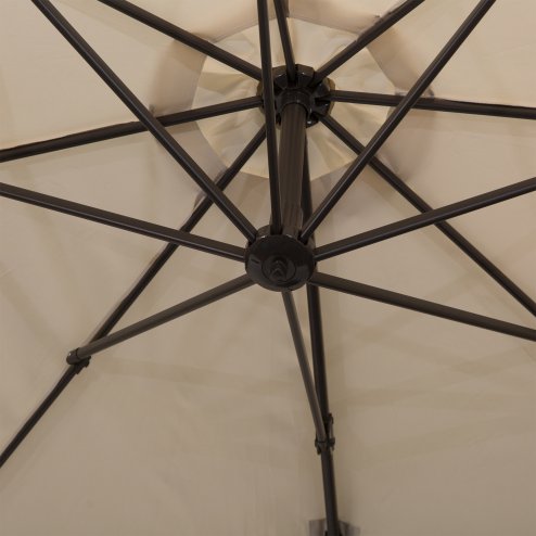 Outsunny 3M Cantilever Parasol, Hanging Garden Umbrella Sun Shade with 360 Rotation, Aluminium Frame, Cross Base, Hand Crank, Beige