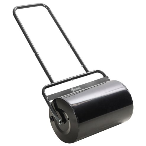 Outsunny Combination Push/Tow Lawn Roller Filled with 38L Sand (62kg) or Water, Great for the Garden 32 x 50cm Roller, Black