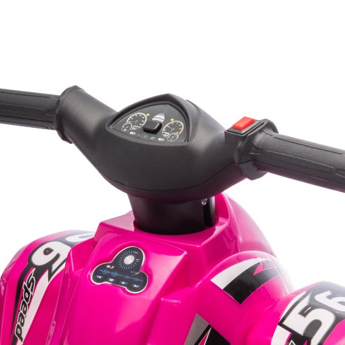 AIYAPLAY 6V Electric Quad Bike for Kids, Kids Electric Car Ride on ATV with Music, Forward Function, for Ages 2-6 Years, Pink