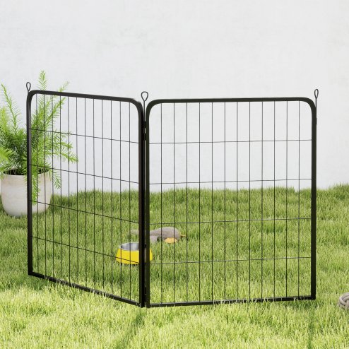 PawHut Dog Pen, 2 Panel Puppy Pen, Portable, Detachable, For Medium Dogs, 60cm Tall, Black