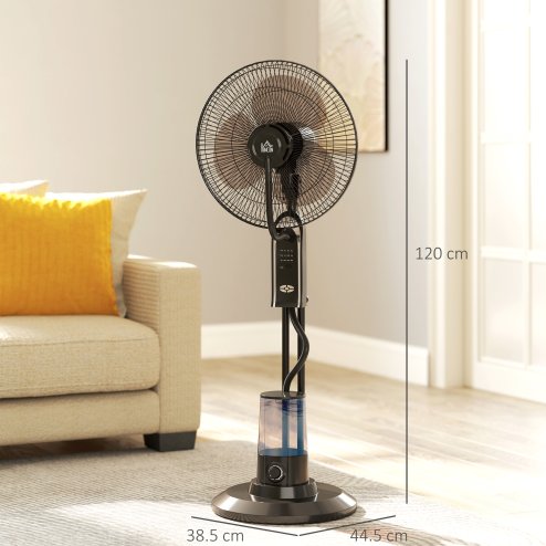 HOMCOM Pedestal Fan with Water Mist Spray, Spray Misting Fan with 70° Oscillation, Tilt Head, 3 Speeds, 3 Modes, Adjustable Mist, 3.2L Water Tank, for Home, 120 cm