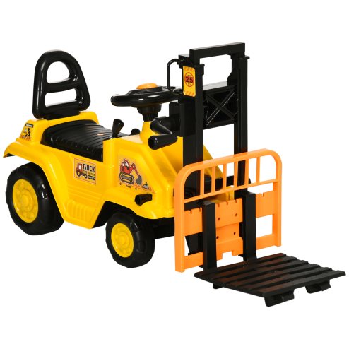 HOMCOM Kids Ride on Forklift Truck w/ Fork and Tray, Ride On Tractor w/ Under Seat Storage, Treaded Wheels, No Power Design, for 3-4 Years Old Image