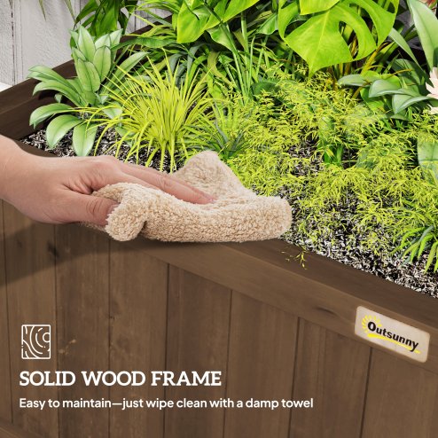 Outsunny Wood Planter with Trellis for Climbing Plants, Raised Bed, Planter Box with Drainage Holes to Grow Vegetables, Herbs and Flowers for Garden, Patio, Yard, Brown