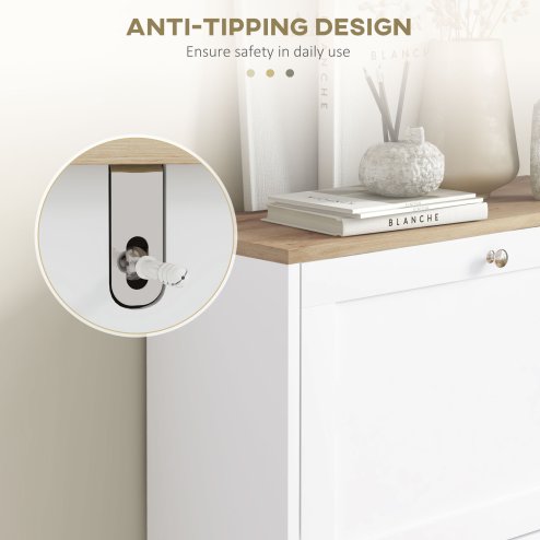 HOMCOM Slim Shoe Storage Cabinet for Hallway, Modern Narrow Shoe Cabinet with 2 Flip Drawers and Adjustable Shelves for 12 Pairs of Shoes, White