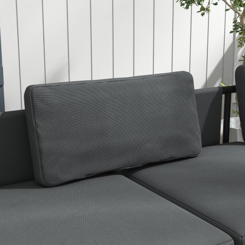 Outsunny 3 Pieces Garden Furniture Set, L Shaped 4 Seater Corner Sofa Set with Table and Cushions, HDPE, Outdoor Patio Sofa Set for Patio, Grey