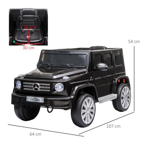 HOMCOM Mercedes Benz G500 Licensed 12V Kids Electric Ride On Car  Toy with Parental Remote Control Battery-powered 2 Motors Music Lights MP3 for 3-8 Years Old Black