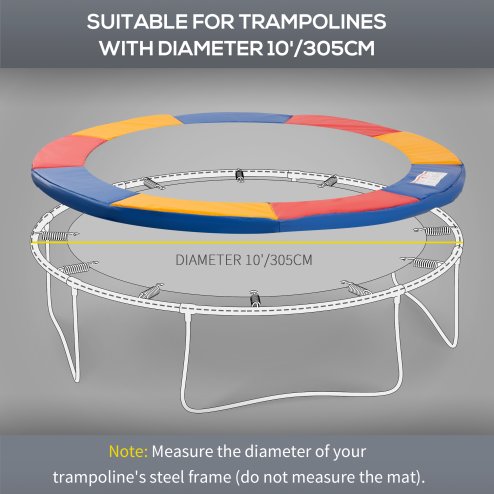 HOMCOM 10FT Trampoline Pad, 305cm Trampoline Accessories Surround Safety Pad Foam Padding Pads Replacement Spare, Multi-Colour