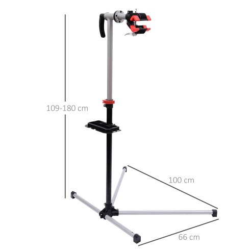 HOMCOM Bike Repair Stand Workstation, Bicycle Maintenance Workstand, Height Adjustable, with Tool Tray & 360 Rotating Adjustable Clamp for Home Mechanic Workshop