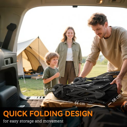 Outsunny 120L Festival Trolley on Wheels, Folding Camping Trolley Cart with Removable Canopy, All-Terrain Wheels, Adjustable Handle and Side Pockets for Garden Beach Fishing Shopping, Black