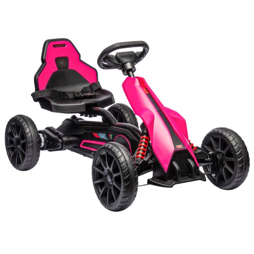 HOMCOM 12V Electric Go Kart for Kids, Ride-On Racing Go Kart with Forward Reversing, Rechargeable Battery, 2 Speeds, for Boys Girls Aged 3-8 Years Old - Pink Image