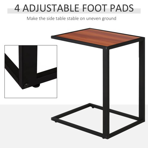 HOMCOM C-Shaped Side Table, Sofa End Table with Metal Frame, Accent Couch Table for Living room, Bedroom